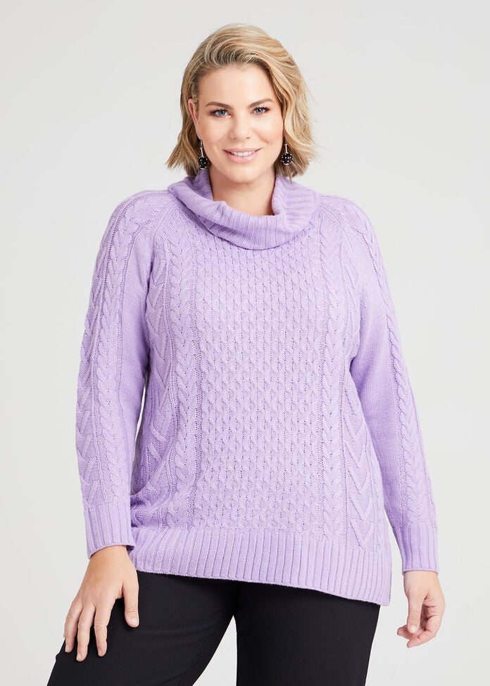 Shop Plus Size Cassie Cable Knit Jumper, Purple Taking Shape AU