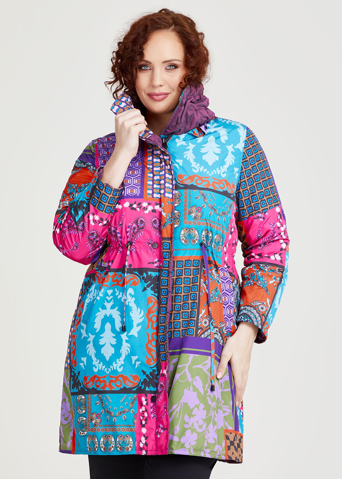 Shop Plus Size Wave Taffeta Reversible Coat, Purple | Taking Shape AU