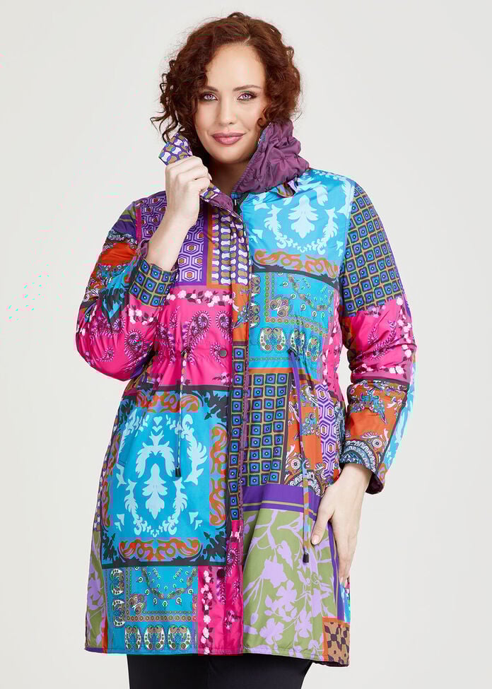 Shop Plus Size Wave Taffeta Reversible Coat, Purple Taking Shape AU