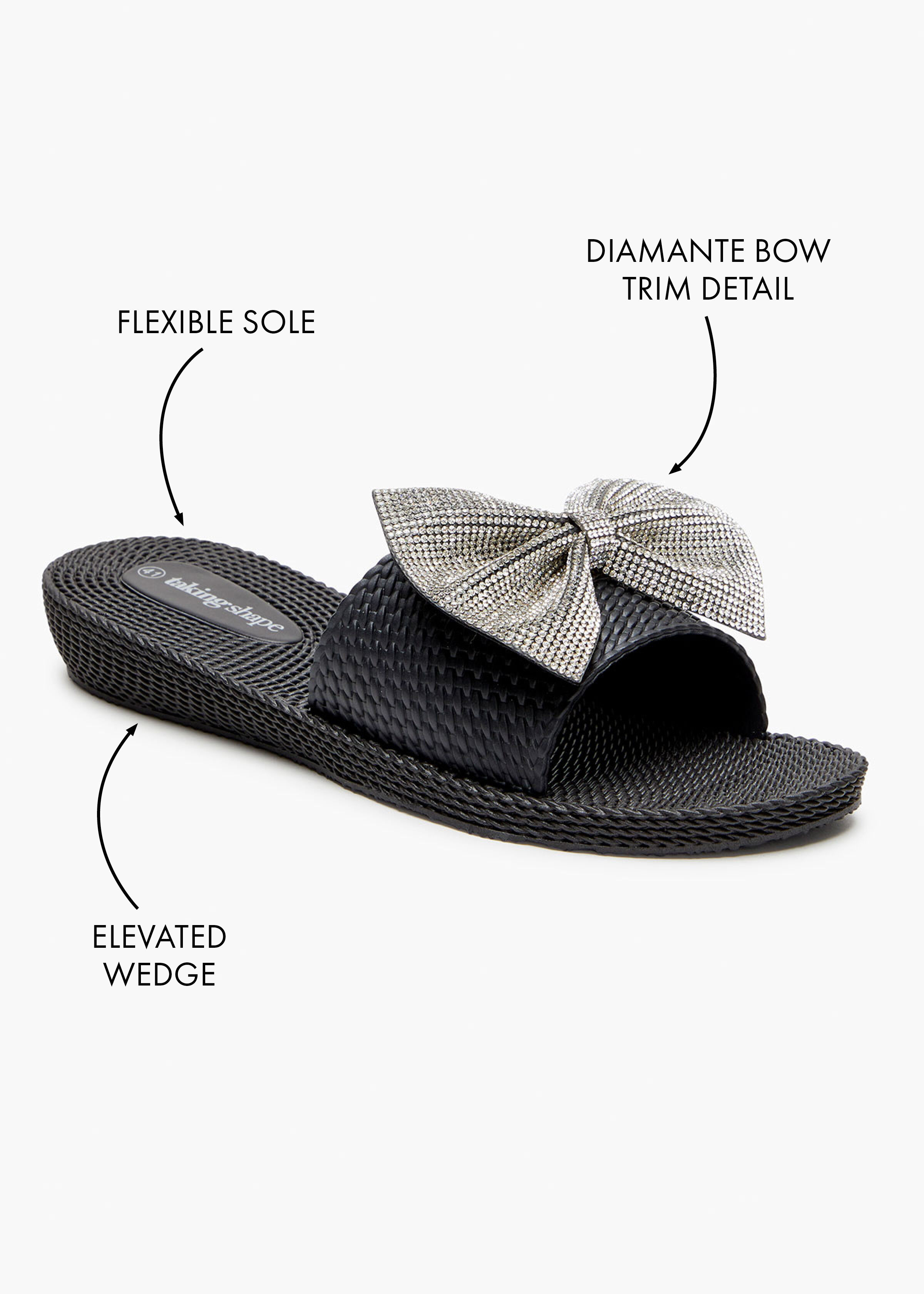 Rhinestone bow jelly sandals best sale