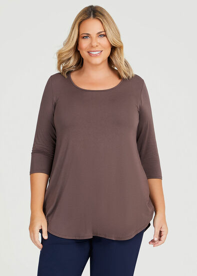 Plus Size Bamboo Base 3/4 Sleeve Top