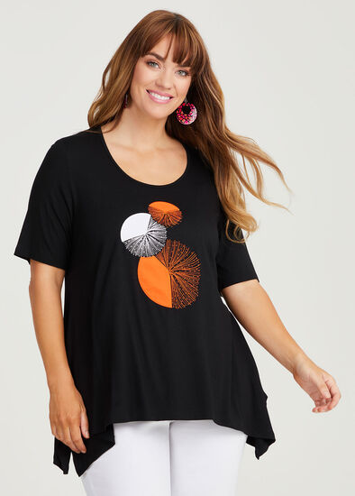 Plus Size Circle Applique Natural Top