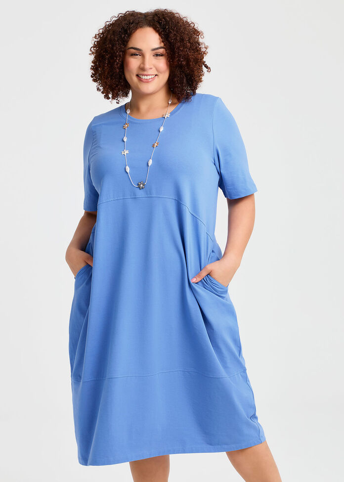 Cotton Talia Short Sleeve Dress, , hi-res