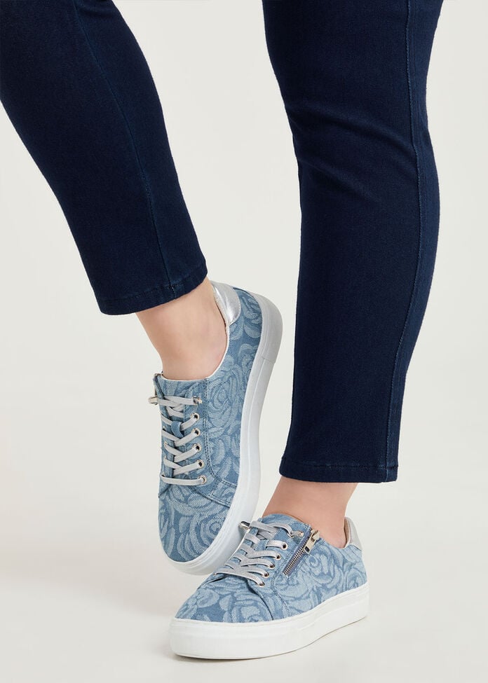 Denim Floral Sneaker, , hi-res