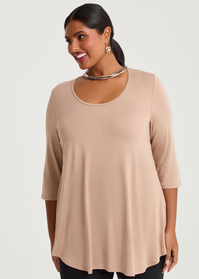 Bamboo Base 3/4 Sleeve Top, , hi-res