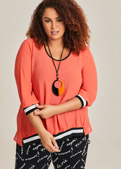 Plus Size Orange Chiffon Tango Tunic