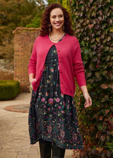 Plus Size Textured Rib Button Cardigan