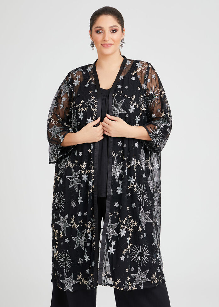 Starry Skies Sequin Kimono, , hi-res
