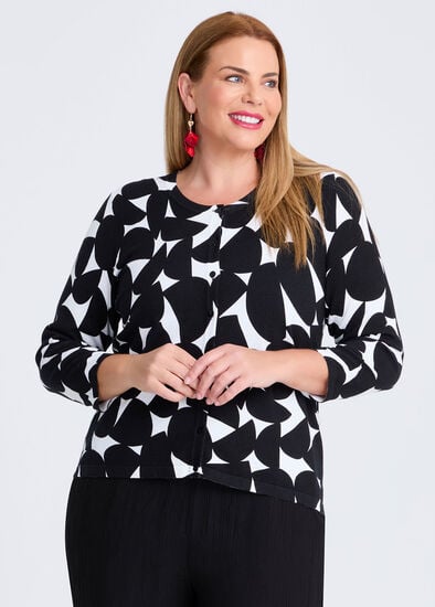 Plus Size Abstract Spot Natural Cardigan