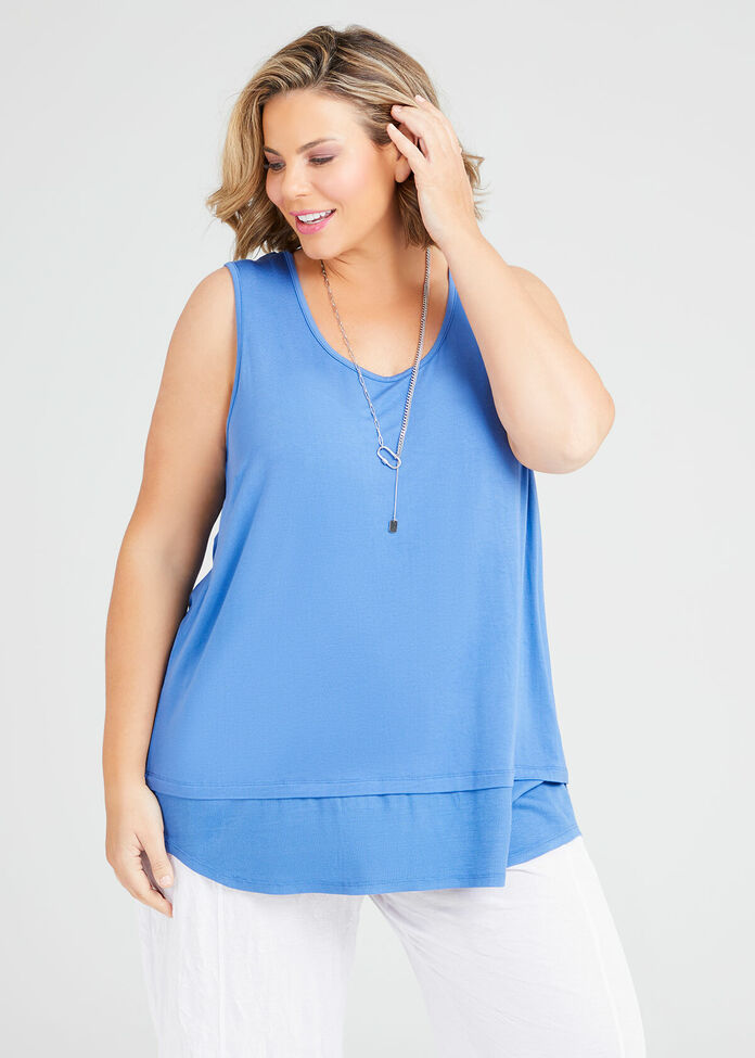 Shop Plus Size Bamboo Commotion Tank in Blue Taking Shape AU