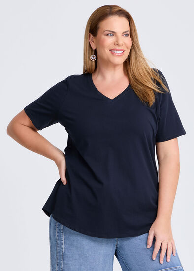 Plus Size Organic Cotton V-neck T-shirt
