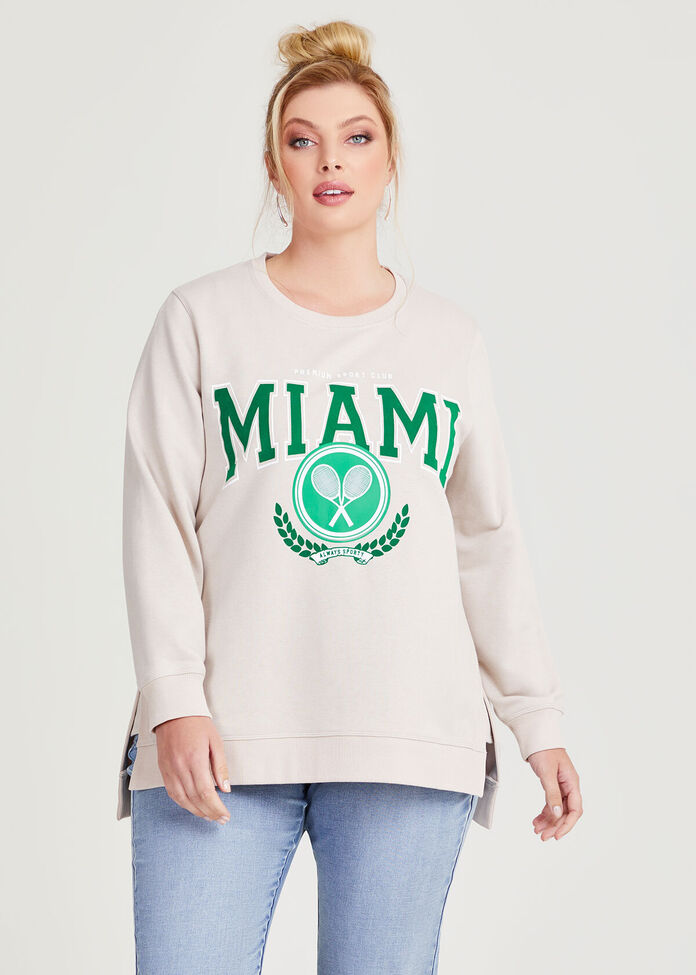 Cotton Miami College Sweatshirt, , hi-res