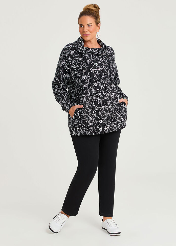 Printed Draw Collar Sweat, , hi-res