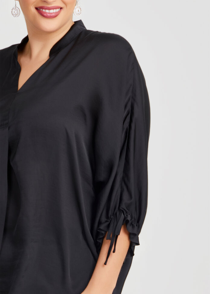 Shop Plus Size Satin Statement Top in Black Taking Shape UK
