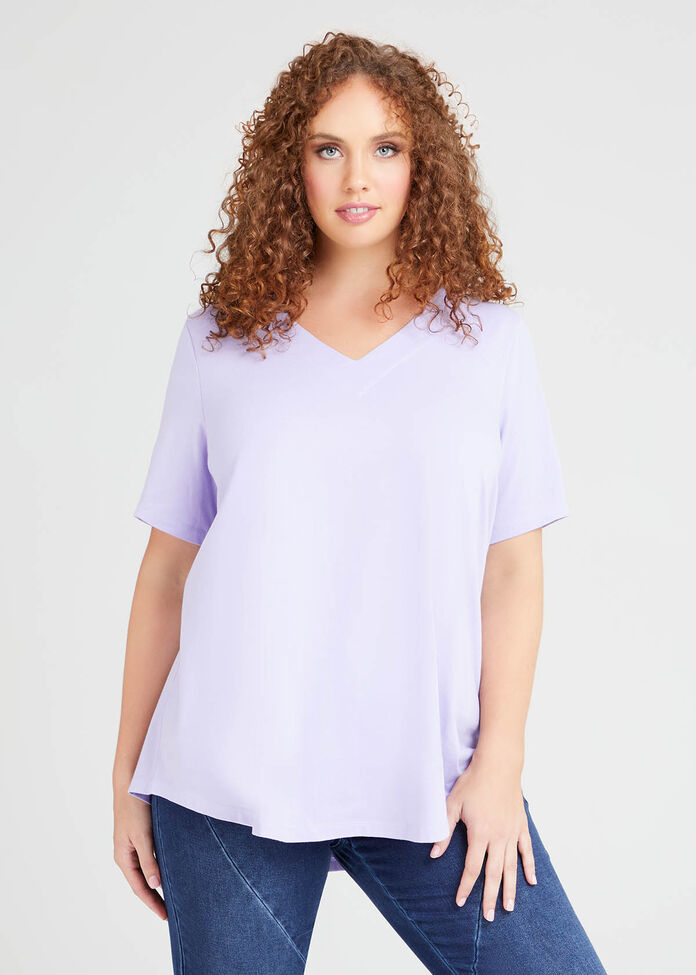 Organic V-neck Swing Basic Tee, , hi-res