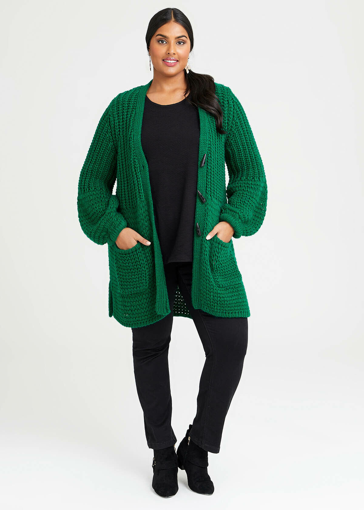 Balloon sleeve cardigan hot sale