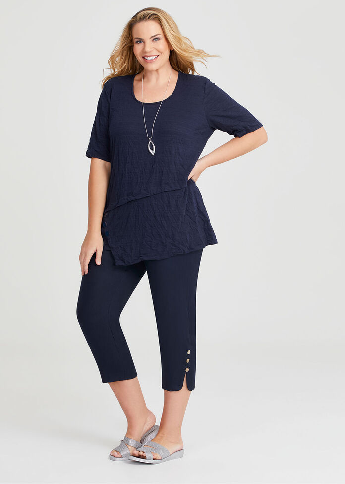 Angle Peplum Cotton Mix Crush Top, , hi-res