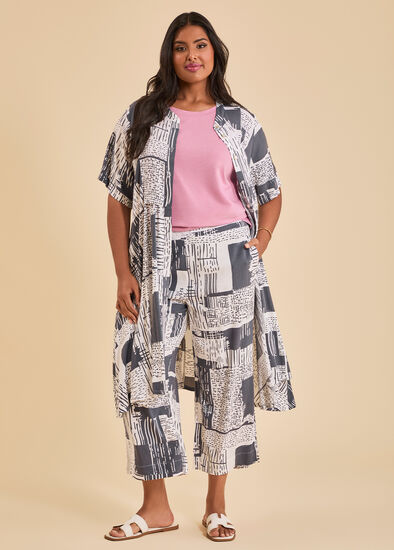 Plus Size Natural Ella Abstract Crop Pant