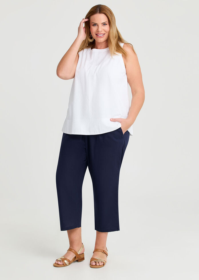 Cotton Linen Crop Pant, , hi-res