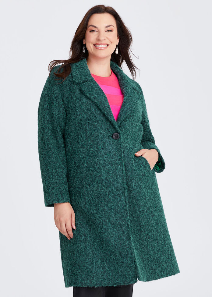 Plus Size Women's Green Cocoon Longline Coat Taking Shape AU - Main Image