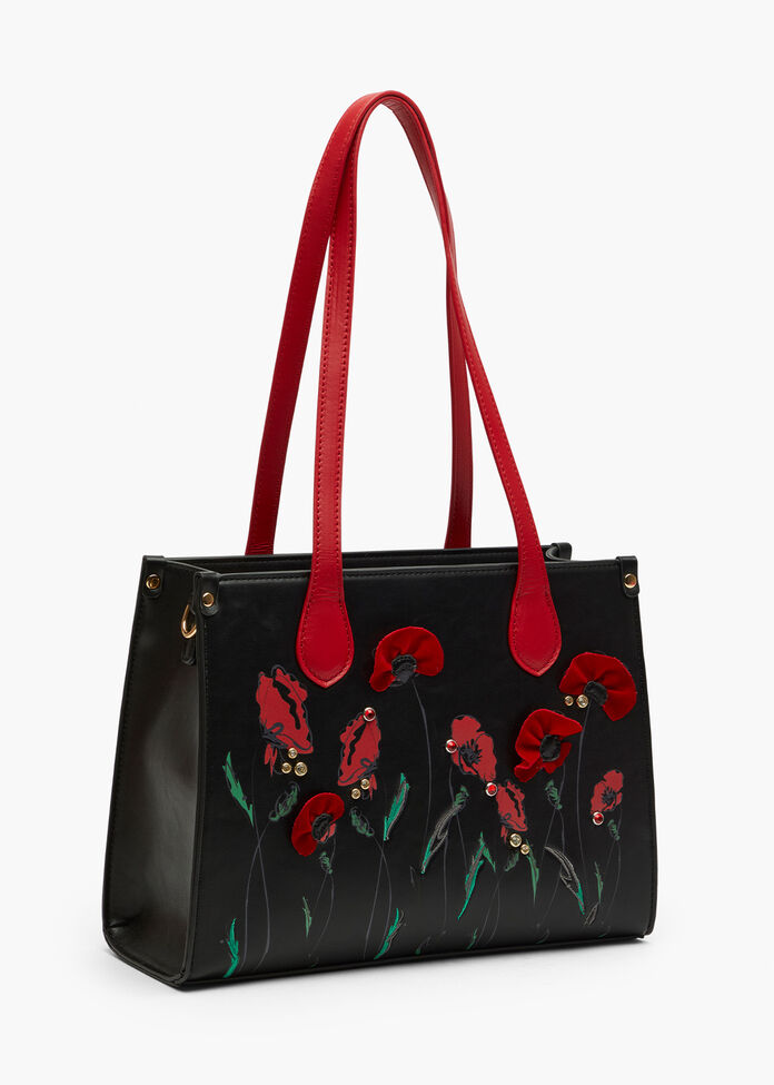 Square Poppy Shoulder Bag, BLACK, hi-res