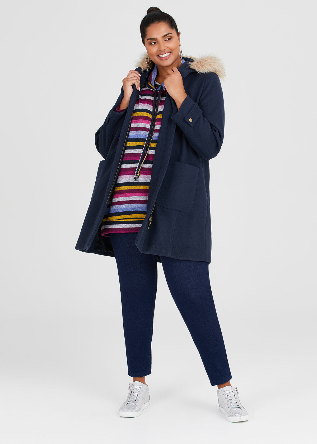 Shop Plus Size Duffle Jacket in Blue Taking Shape AU