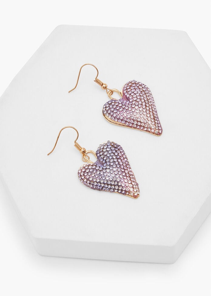 Diamante Heart Earrings, , hi-res