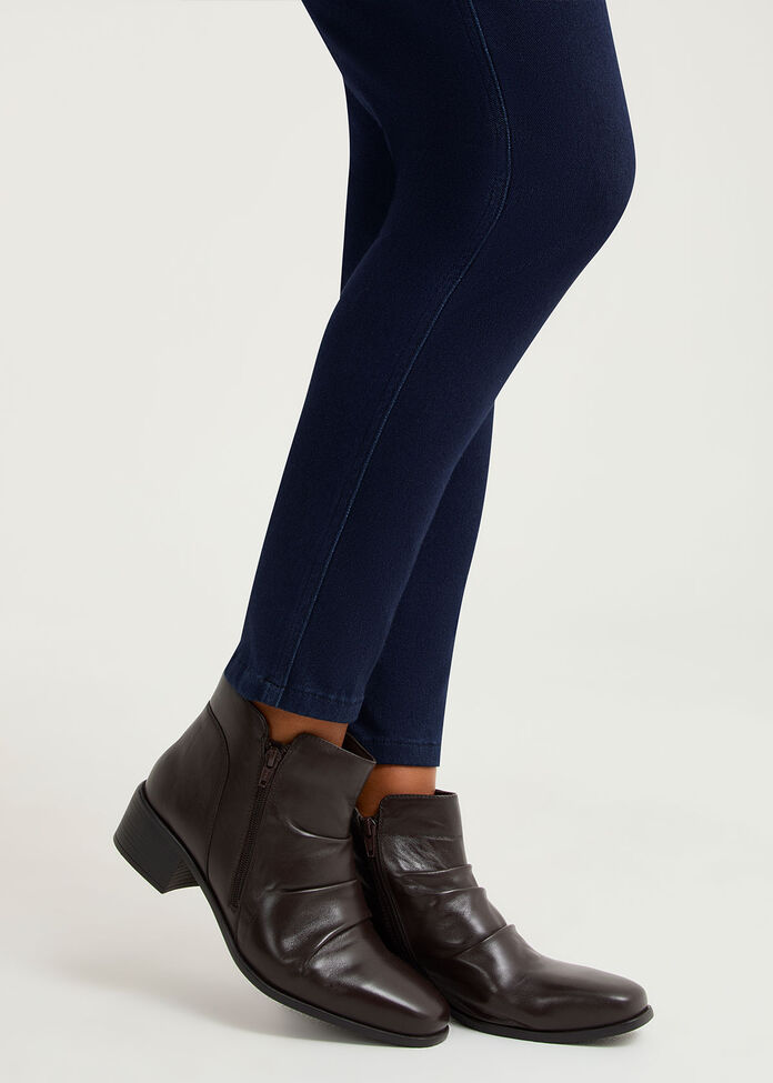 Leather Ruched Ankle Boot, , hi-res