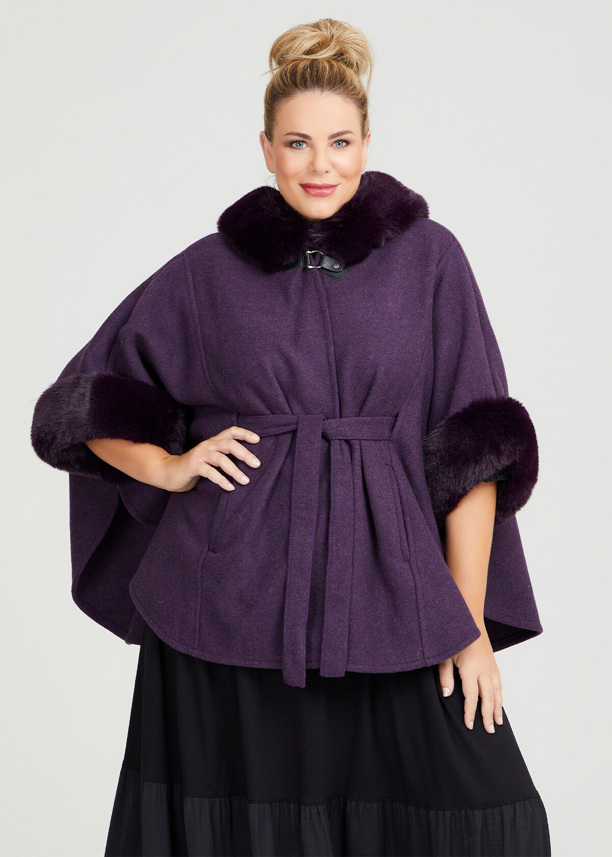 Plus size faux fur cape discount
