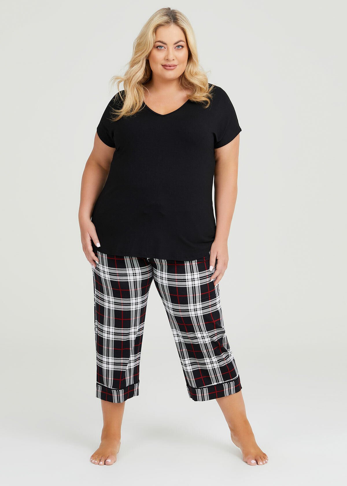 Plus size tartan pyjamas sales