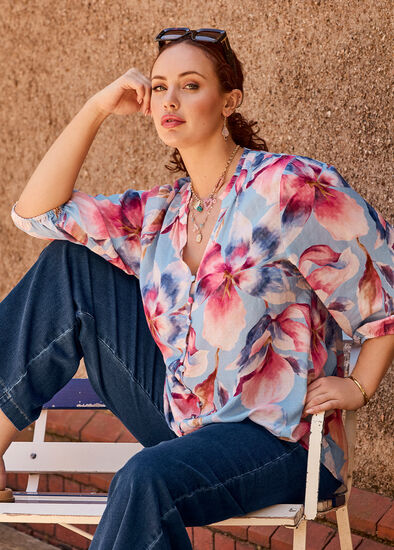Plus Size Natural Bloom Print Top