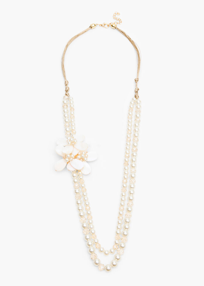 Flower Pearl Necklace, , hi-res