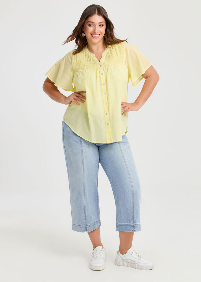 Cotton Pintuck Yoke Top, , hi-res
