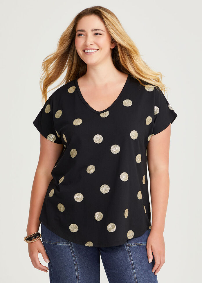 7210 Brown Sequin Detailed T-Shirt