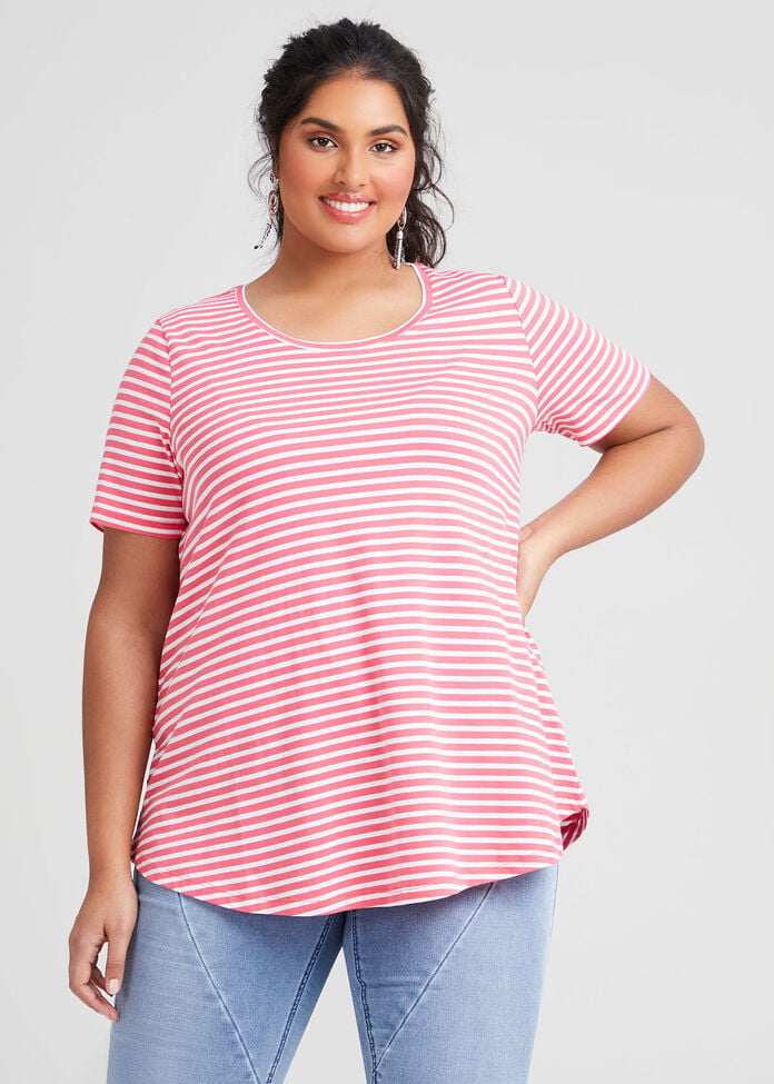 Organic Stripe Swing Basic Tee, , hi-res