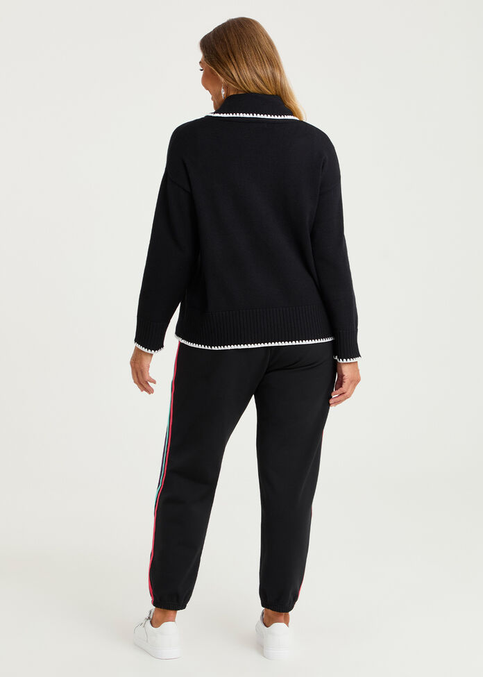 Stitch Detail Cowl Neck Jumper, , hi-res
