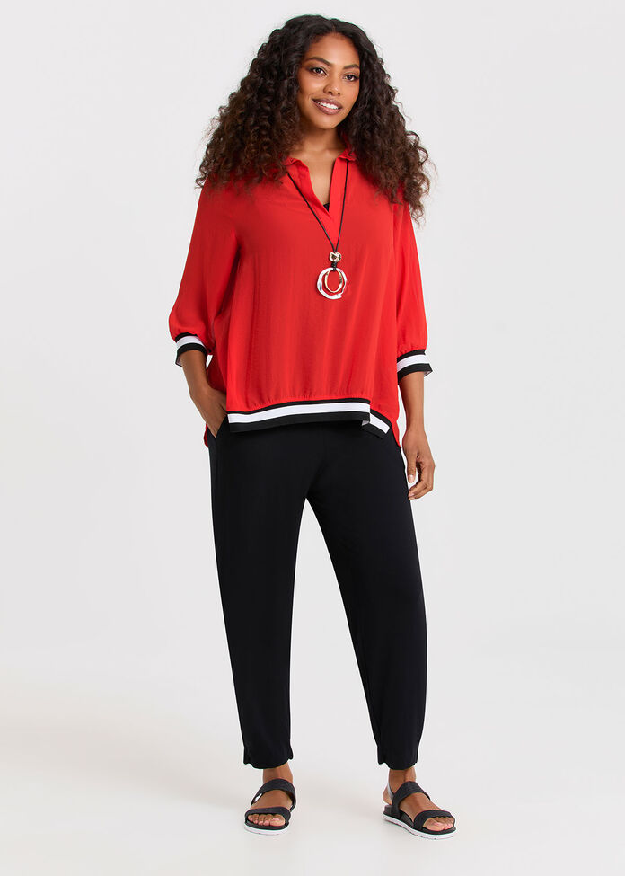 Chiffon Carrie Collar Top, , hi-res