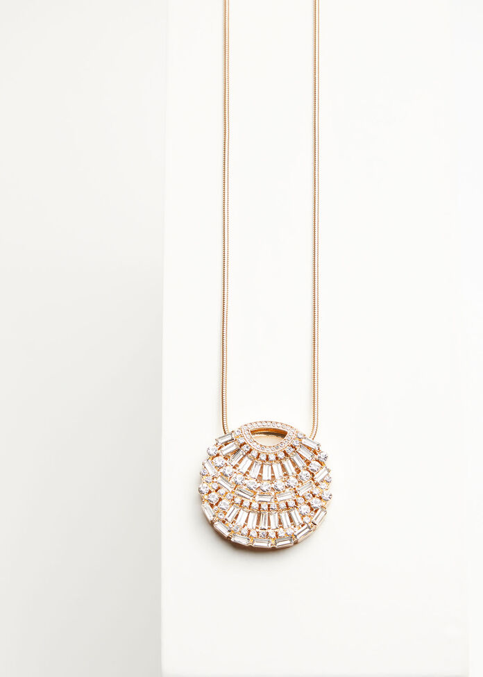 Gold Deco Crystal Necklace, , hi-res