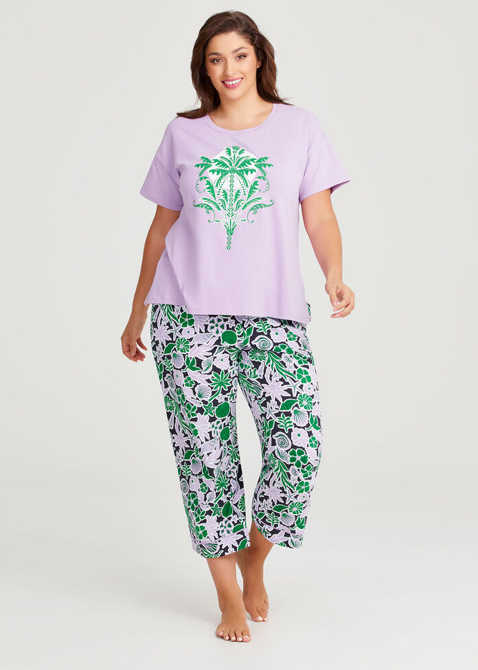 Australian Cotton Palm Pyjama Top , , hi-res