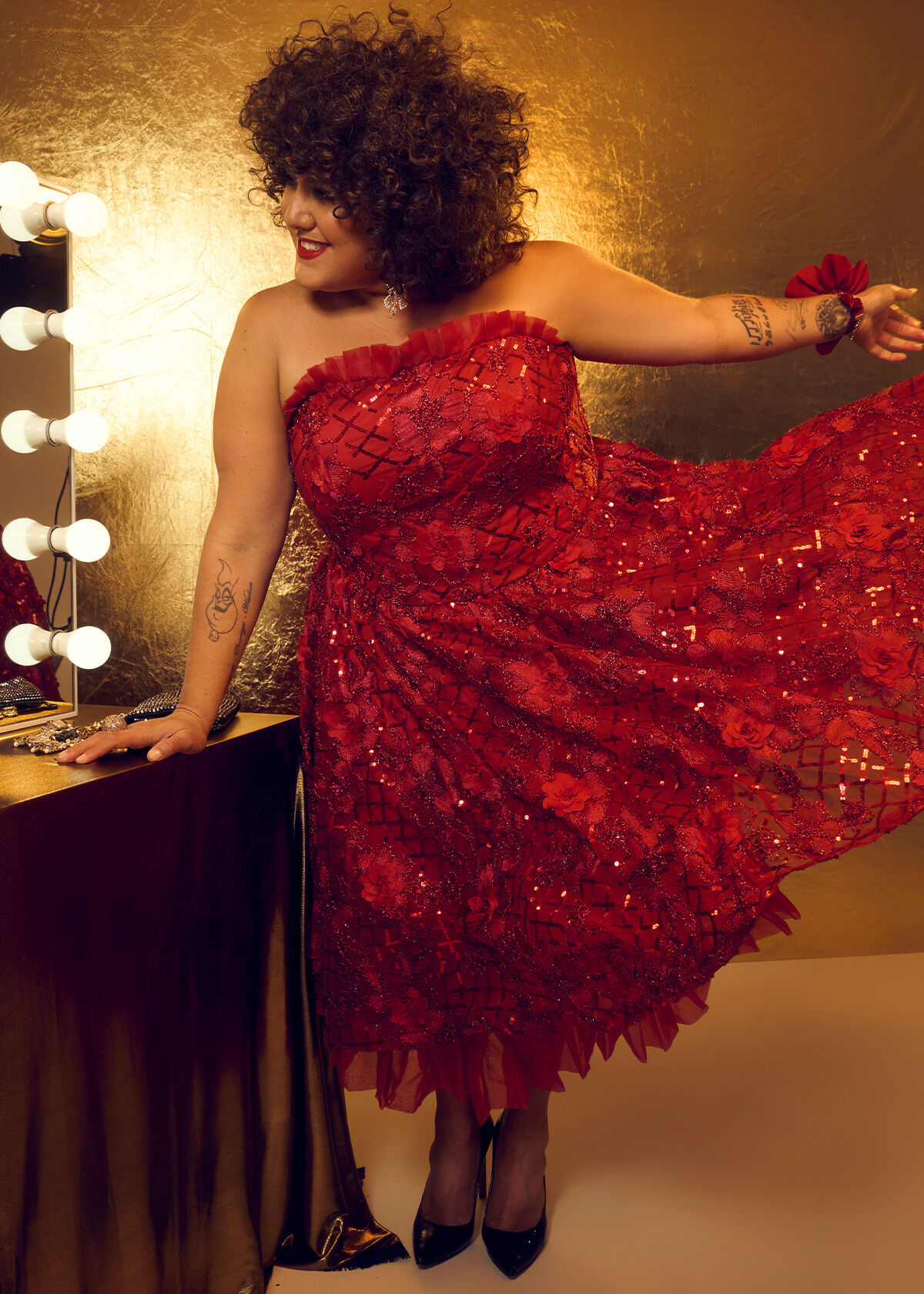Marina Women Plus Size Red Glitter Sequin Dress India | Ubuy