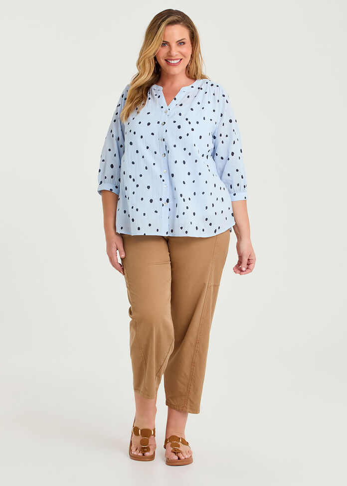 Cotton Spot Button Thru Top, , hi-res