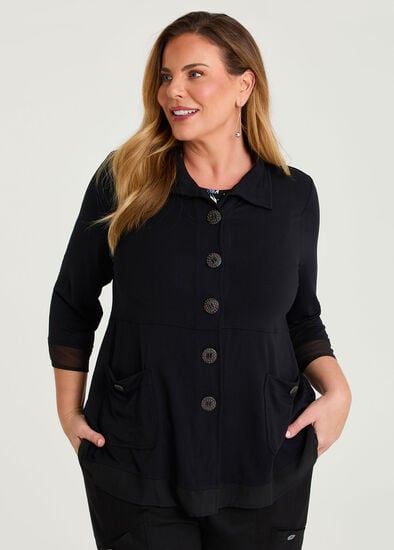 Plus Size Button Bamboo Swing Cardigan