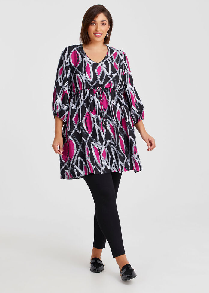 Natural Abstract Monotone Tunic, , hi-res