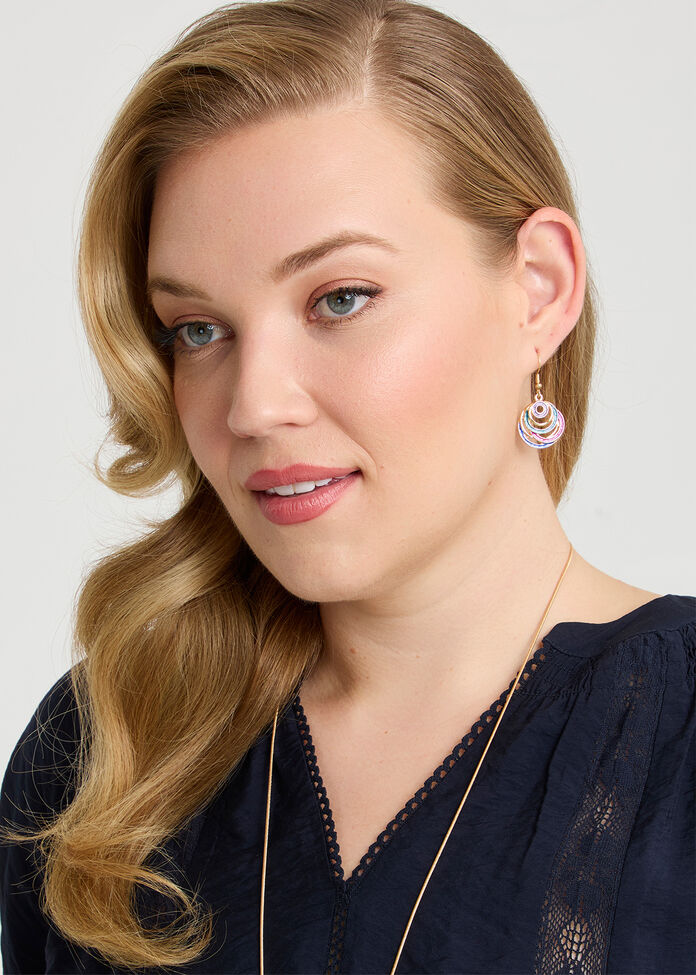 Enamel Circles Earrings, , hi-res