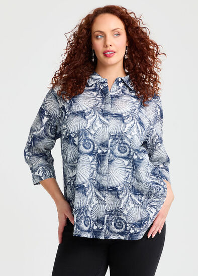 Plus Size Natural Seashells Flowy Shirt