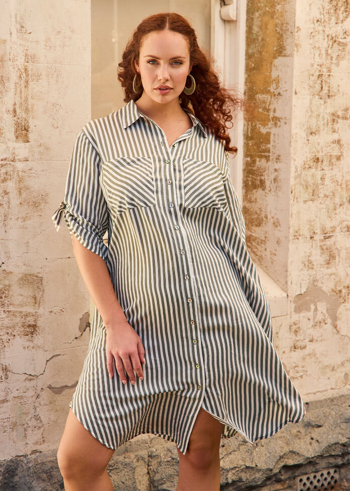 Casual Chic Stripe Shirt Dress, , hi-res