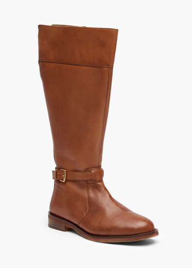 Leather Buckle Knee Boot