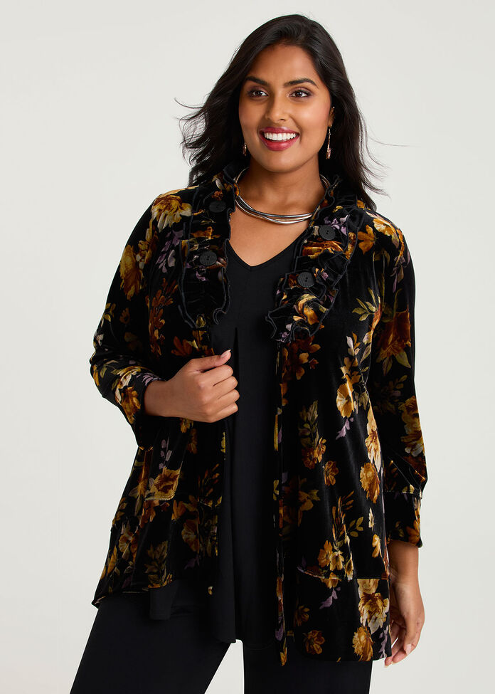 Midnight Rose Velour Cardigan, , hi-res