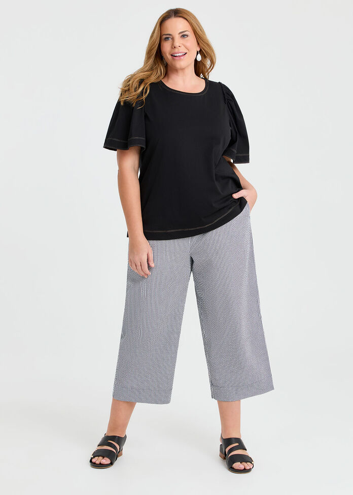 Cotton Contrast Stitch Top, , hi-res