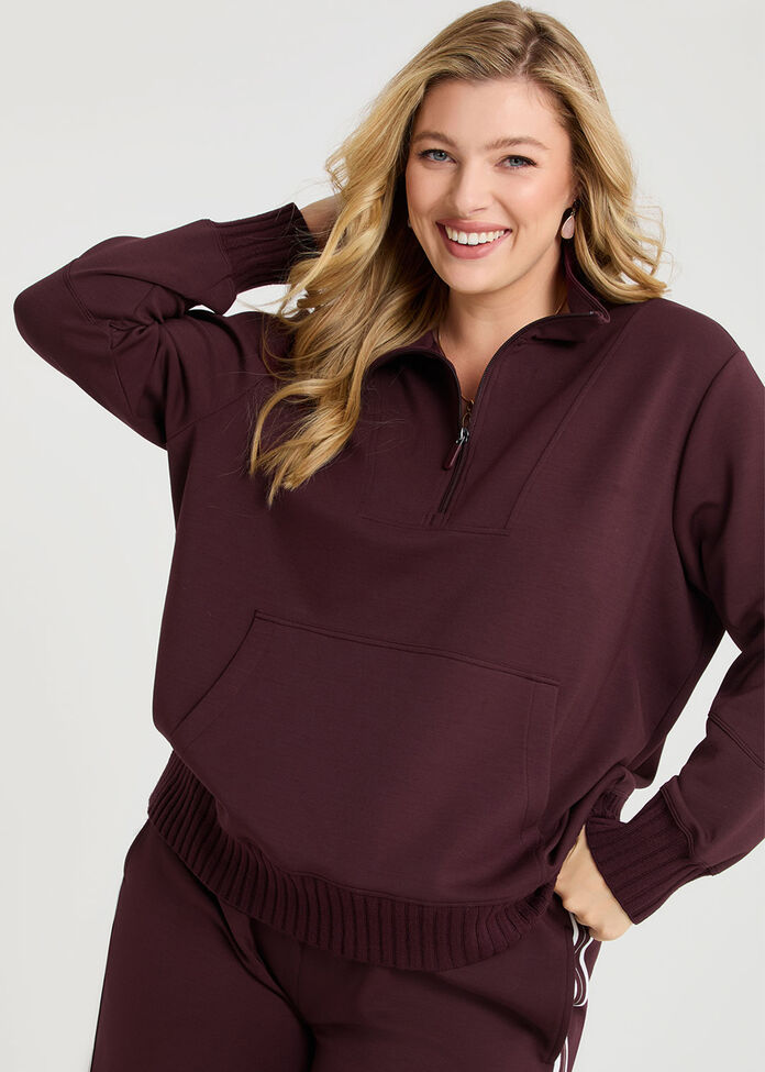 Luxe Touch Half Zip Top, , hi-res
